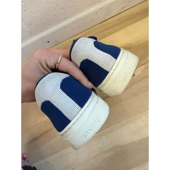 GREATS Brooklyn navy blue white Royale knit lace up sneaker shoes - Picture 6 of 12